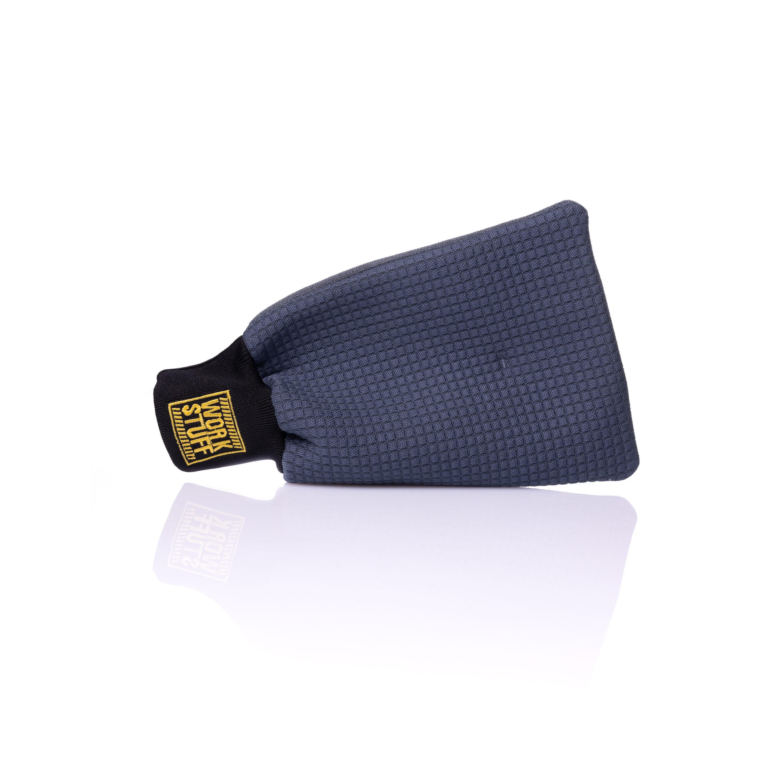 Work Stuff PURE VIEW Glass Mitt with waffle weave side and embroidered cuff for precise, streak-free glass cleaning.