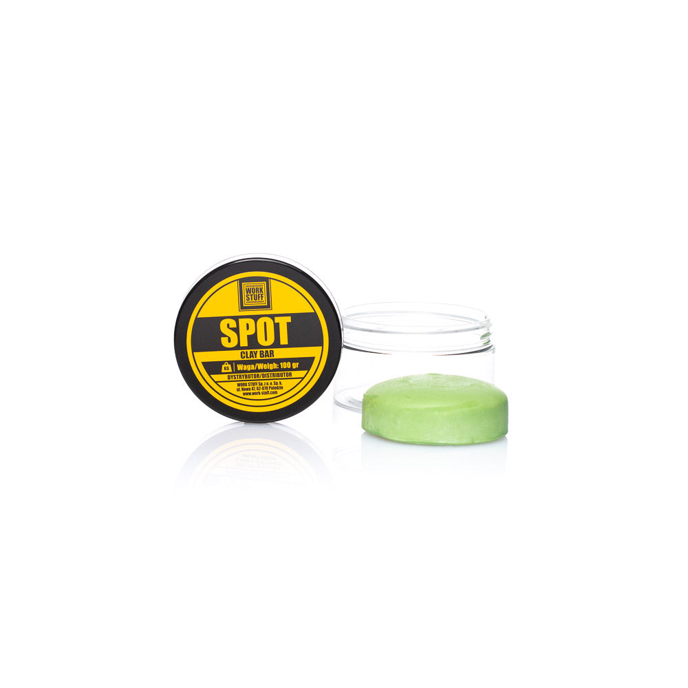 Work Stuff SPOT Clay Bar for removing contaminants from vehicle paint during auto detailing.