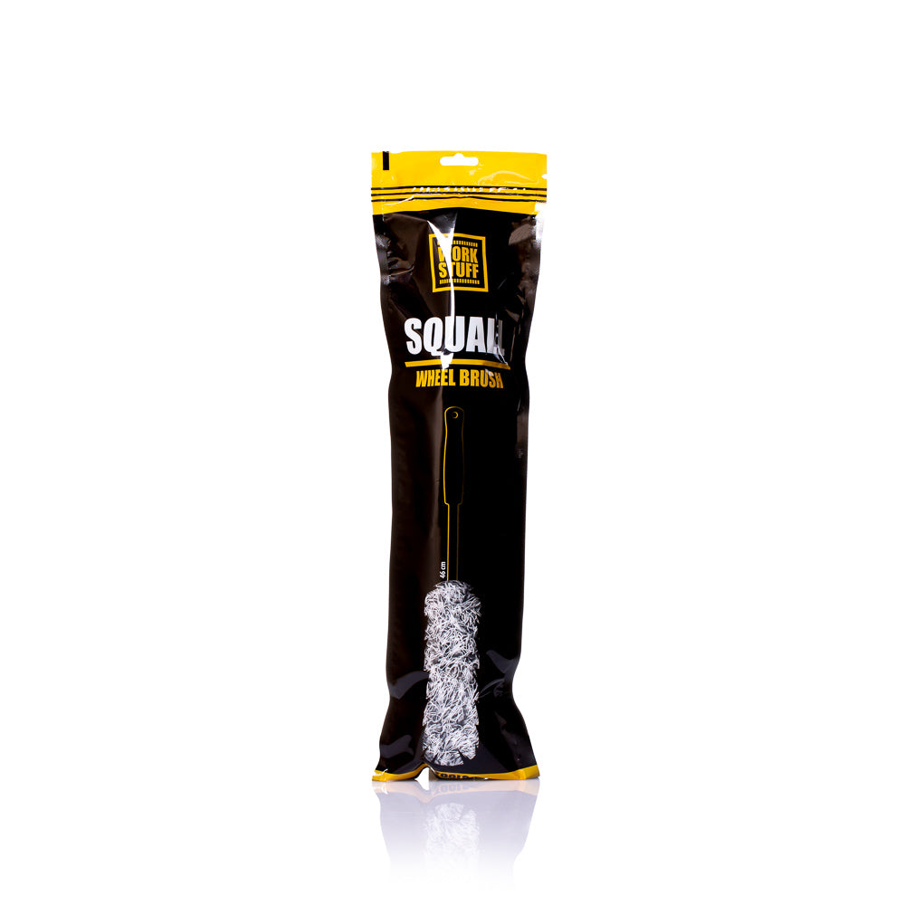 Work Stuff SQUALL Wheel Brush with dense microfiber bristles for scratch-free, high-absorbency cleaning of delicate rims.