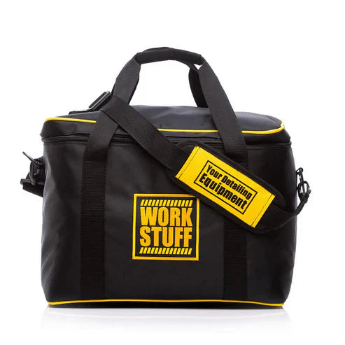Work Stuff Detailing Bag made of durable 1680D polyester with compartments for organizing and carrying detailing products.
