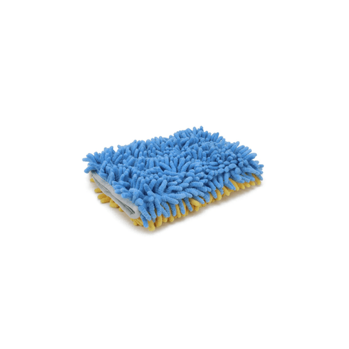 AutoFiber Zero Cuff Microfiber Noodle Wash Mitt Blue/Gold with a chenille weave for gentle, scratch-free car cleaning.